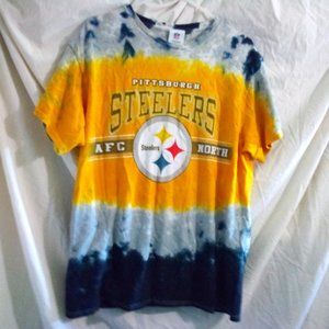 Vintage Pittsburg Steelers AFC North Short Sleeve Tie-Dye Tee Shirt Size Large